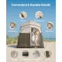 VEVOR Camping Shower Tent, 2-Room Foldable Portable Privacy Tent Changing Room with Ground Stakes, Ropes, and Carry Bag, 150D Ox