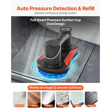 Electric Vacuum Suction Cup, 170 kg Max Lifting Capacity, Vacuum Glass Lifter with Digital Display, Heavy Duty Tile Suction Cup 