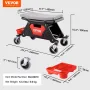 Mechanics Stool, 136.1kg Capacity Rolling Mechanic Seat with 10.2cm Wheels, Three Slide-Out Tool Trays and Drawer, Heavy Duty Ro