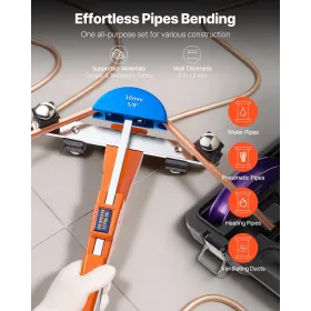 VEVOR Tubing Bender Kit, 6 mm to 22 mm, Compact Ratcheting Tube Pipe Bender, Ratchet Hand Bending Tool, with 7 Color Aluminium A