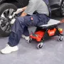 Mechanics Stool, 136.1kg Capacity Rolling Mechanic Seat with 10.2cm Wheels, Three Slide-Out Tool Trays and Drawer, Heavy Duty Ro