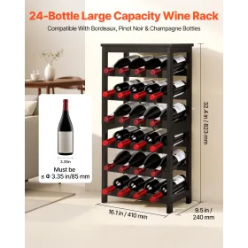 24 Bottle Detachable Wine Rack, 6-Tier Wine Bottle Holder,Solid Bamboo Wood Freestanding Floor Display Wine Storage Shelves with
