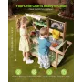 VEVOR Mud Kitchen, Outdoor Mud Kitchen for Kids, Wood Outdoor Play Kitchens with Spoons, Sink, Sunshade Canopy, Swivel Wheels, C