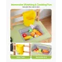Mud Kitchen, Outdoor Mud Kitchen for Kids, Wood Outdoor Play Kitchens with Spoons, Sink, Sunshade Canopy, Swivel Wheels, Cookwar
