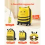 VEVOR Kids Luggage Set, 5 Piece, 45.7 cm Hardside Rolling Wheels Suitcase with Backpack & U-shape Pillow, Bee Kids Carry on Lugg