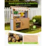 Mud Kitchen, Outdoor Mud Kitchen for Kids, Wood Outdoor Play Kitchens with Spoons, Sink, Tank, Sunshade Canopy, Shovels, Cookwar