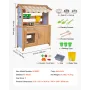 Mud Kitchen, Outdoor Mud Kitchen for Kids, Wood Outdoor Play Kitchens with Spoons, Sink, Tank, Sunshade Canopy, Shovels, Cookwar