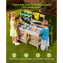 Mud Kitchen, Outdoor Mud Kitchen for Kids, Wood Outdoor Play Kitchens with Stoves, Hooks, Sinks, Planting Shovels, Spatulas, Han