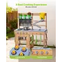 Mud Kitchen, Outdoor Mud Kitchen for Kids, Wood Outdoor Play Kitchens with Stoves, Hooks, Sinks, Planting Shovels, Spatulas, Han