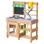 Mud Kitchen, Outdoor Mud Kitchen for Kids, Wood Outdoor Play Kitchens with Stoves, Hooks, Sinks, Planting Shovels, Spatulas, Han