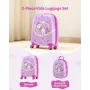 Kids Luggage Set, 2 Piece, 45.7 cm Hardside Rolling Wheels Suitcase with Hard-Shell Backpack, Unicorn Kids Carry on Luggage Set,