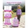 VEVOR Kids Luggage Set, 5 Piece, 45.7 cm Hardside Rolling Wheels Suitcase with Backpack & U-shape Pillow, Unicorn Kids Carry on 