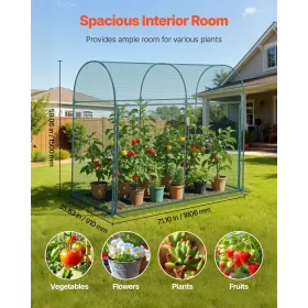 VEVOR afgrødebur, 1,8 x 0,91 x 1,5 m plantebeskyttelsestelt med lynlåsdør, vindafvisende højt afgrødebur, let at installere, ou