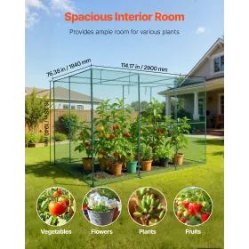 Crop Cage, 2.9 x 1.94 x 1.94 m Plant Protection Tent with Zippered Door, Wind-Resistant Tall Crop Cage, Easy to Install, Outdoor