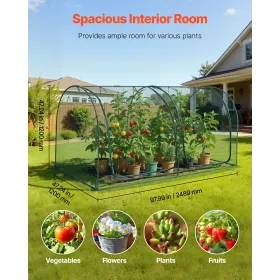 VEVOR Crop Cage, 2.48 x 1.2 x 1.2 m Plant Protection Tent with Zippered Door, Wind-Resistant Tall Crop Cage, Easy to Install, Ou