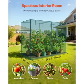 Crop Cage, 2.39 x 1.2 x 1.8 m Plant Protection Tent with Zippered Door, Wind-Resistant Tall Crop Cage, Easy to Install, Outdoor 