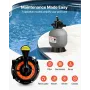 Sand Filter, 457.2 mm, 151.4 LPM Above Inground Swimming Pool Sand Filter System, with 7-Way Multi-Port Valve, Backwash, Rinse, 