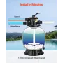 Sand Filter, 457.2 mm, 151.4 LPM Above Inground Swimming Pool Sand Filter System, with 7-Way Multi-Port Valve, Backwash, Rinse, 