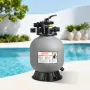 Sand Filter, 457.2 mm, 151.4 LPM Above Inground Swimming Pool Sand Filter System, with 7-Way Multi-Port Valve, Backwash, Rinse, 