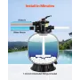 VEVOR Sand Filter, 508 mm, 189.3 LPM Above Inground Swimming Pool Sand Filter System, with 7-Way Multi-Port Valve, Backwash, Rin
