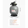 VEVOR Sand Filter, 508 mm, 189.3 LPM Above Inground Swimming Pool Sand Filter System, with 7-Way Multi-Port Valve, Backwash, Rin