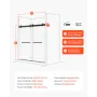 Frameless Shower Door, 1219 mm W x 1930mm H, Shower Sliding Glass Door with 10 mm Thick Clear Tempered Glass, Noiseless Shatterp