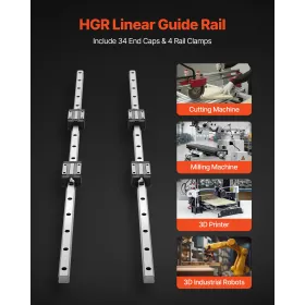 VEVOR Linear Rail Guide Kit, HGR20, 2Pcs 1000 mm (39.4 inch) Linear Motion Rails and 4Pcs Bearing Slide Blocks, Anti Rust and Hi