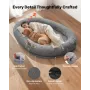 Human Dog Bed, 68.50 x 46.46 x 9.45 inch Orthopedic Memory Foam Human Sized Dog Bed, Humans Pet Beds with Side Pocket, Handle & 