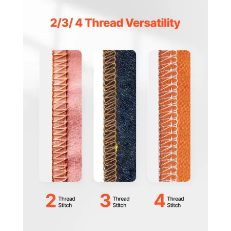 VEVOR Serger Overlock-symaskine, 1250 sting pr. minut, 2-3-4 tråde, 0,7-2 justerbar differentialfremføring, med