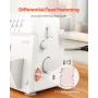 Serger Overlock Sewing Machine, 1250 Stitches Per Minute, 2-3-4 Thread Capability, 0.7-2 Adjustable Differential Feed, with Free