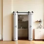 VEVOR Bifold Barn Door, 1829 x 2134 mm, MDF Bi-Fold Sliding Closet Doors, Hardware Kit Included, H-Frame Space-Saving Design, Pr