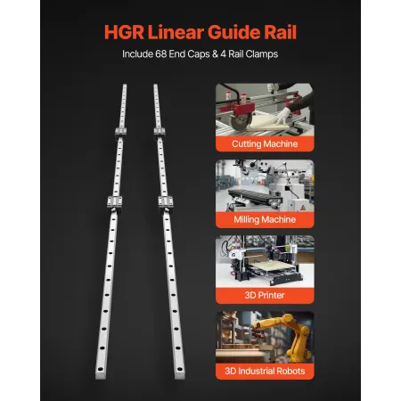 Linear Rail Guide Kit, HGR20, 2Pcs 2000 mm (78.74 inch) Linear Motion Rails and 4Pcs Bearing Slide Blocks, Anti Rust and High Pr