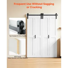 VEVOR Bifold Barn Door, 1524 x 2134 mm, MDF Bi-Fold Sliding Closet Doors, Hardware Kit Included, H-Frame Space-Saving Design, Pr