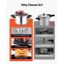 Pressure Cooker, 6L Pressure Cooker Stainless Steel, Pressures Canner with Steaming Rack, Tempered Glass Lid, Three Pressures Se
