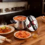 Pressure Cooker, 6L Pressure Cooker Stainless Steel, Pressures Canner with Steaming Rack, Tempered Glass Lid, Three Pressures Se