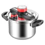 Pressure Cooker, 6L Pressure Cooker Stainless Steel, Pressures Canner with Steaming Rack, Tempered Glass Lid, Three Pressures Se