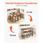 Bar Table, 3PCS 1193.8mm Bars Tables Set, Bar Tables and Chair Set with Rounded Edge Design, Rectangular Pub Table with Two Stoo