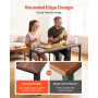 Bar Table, 3PCS 1193.8mm Bars Tables Set, Bar Tables and Chair Set with Rounded Edge Design, Rectangular Pub Table with Two Stoo