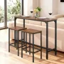 Bar Table, 3PCS 1193.8mm Bars Tables Set, Bar Tables and Chair Set with Rounded Edge Design, Rectangular Pub Table with Two Stoo