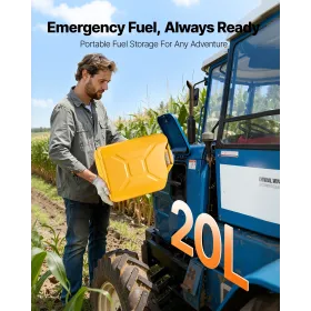 VEVOR Metal Fuel Container, 20 L, Fuel Jerry Can with Spout and Comfort Handle, 6 L/min Max Flow Rate, Leakproof & Corrosion-res