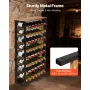 VEVOR 48 flaske vinreol, 8-lags jern vinflaskeholder med træbordplade, fritstående gulvdisplay vinopbevaringshylder, til