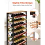 VEVOR 48 flaske vinreol, 8-lags jern vinflaskeholder med træbordplade, fritstående gulvdisplay vinopbevaringshylder, til