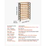 VEVOR 48 Bottle Wine Rack,8-Tier Iron Wine Bottle Holder With Wood Table Top,Freestanding Floor Display Wine Storage Shelves,For
