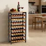 VEVOR 48 Bottle Wine Rack,8-Tier Iron Wine Bottle Holder With Wood Table Top,Freestanding Floor Display Wine Storage Shelves,For