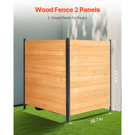 VEVOR Wood Privacy Hegn, 38" B x 42" L, 2 Panel Solid Air Condition Hegnsskærm, Pooludstyrskabinet med metalpæle,