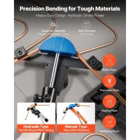 VEVOR Hydraulic Tubing Bender Kit, 6 mm to 22 mm, Copper Tube Pipe Bender, HVAC Bending Tool Set, 90° Bend, with 7 Color Alumini
