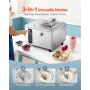 Commercial Hard Ice Cream Machine, 500W 5L per Hour, Gelato Hard Serve Ice Cream Maker with 2.8L 304 Stainless Steel Cylinder, A