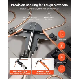 VEVOR Hydraulic Tubing Bender Kit, 6 mm to 22 mm, Copper Tube Pipe Bender, Forward/Reverse HVAC Bending Tool Set, with 7 Alumini