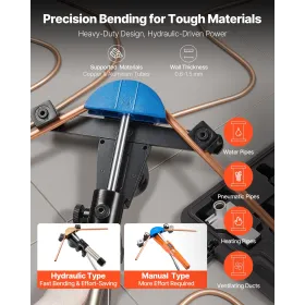 VEVOR Hydraulic Tubing Bender Kit, 6 mm to 22 mm, Copper Tube Pipe Bender, Forward/Reverse HVAC Bending Tool, with 7 Color Alumi