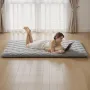Japanese Tatami Mat, Full Size Foldable Japanese Tatami Mattress, Futon Mattress with Storage Bag & Fastener, 9-Layer Floor Mat 